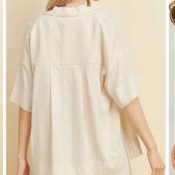 Linen Blend Relaxed Shirt And Shorts Set - Picture 3 of 4